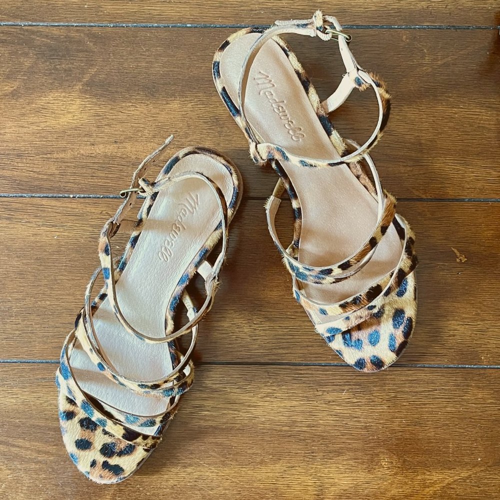 MADEWELL LORI Leopard Calf Hair Leather Strappy Sandal 7 Gently Used